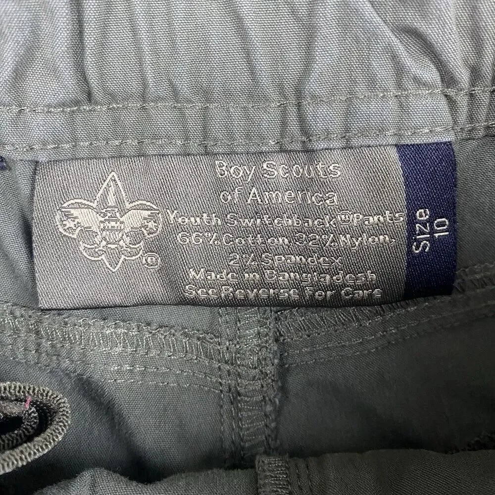 Boy Scout Of America Boys Uniform Shorts Olive Green Adjustable Waist Youth Sz 8